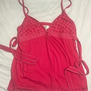 Hollister Pink Eyelet Spaghetti Strap Top